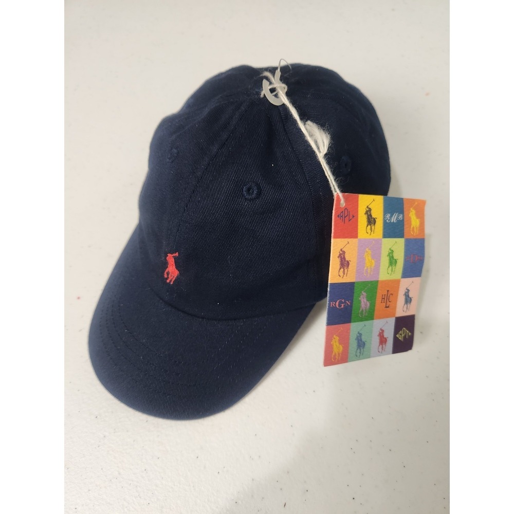 Polo Ralph Lauren Kids Signature Chino Baseball Cap Navy Blue Red Pony NWT